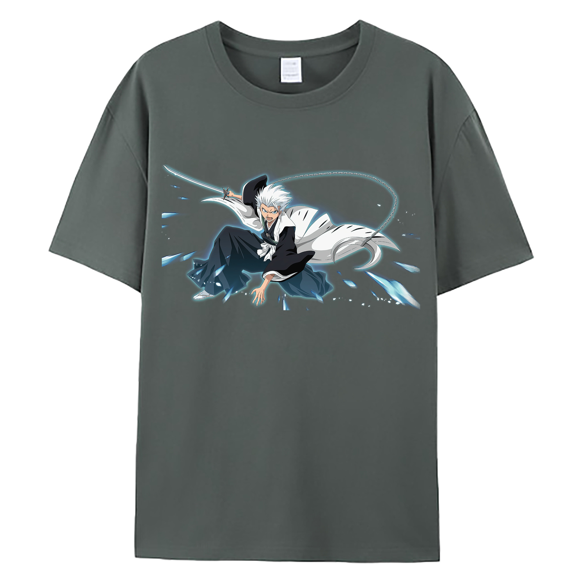 （画像用） ブリーチ 日番谷冬獅郎（ひつがや とうしろう） BLEACH Hitsugaya Toushirou 綿100％ メンズ半袖Tシャツ｜肌触りやわらか＆通気性